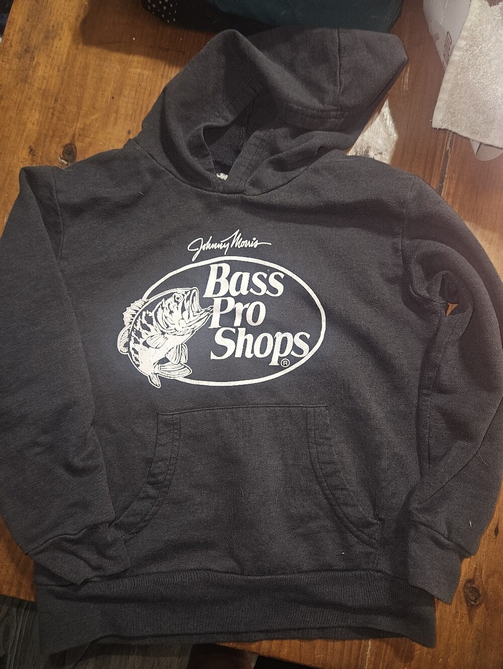 Bass Pro Shops kids Black Crewneck Hoodie with White Logo